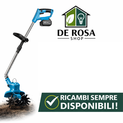 Motozappa Elettrica 48V Senza Fili  Potente, Leggera e Facile da Usare, 2 Batterie Incluse.