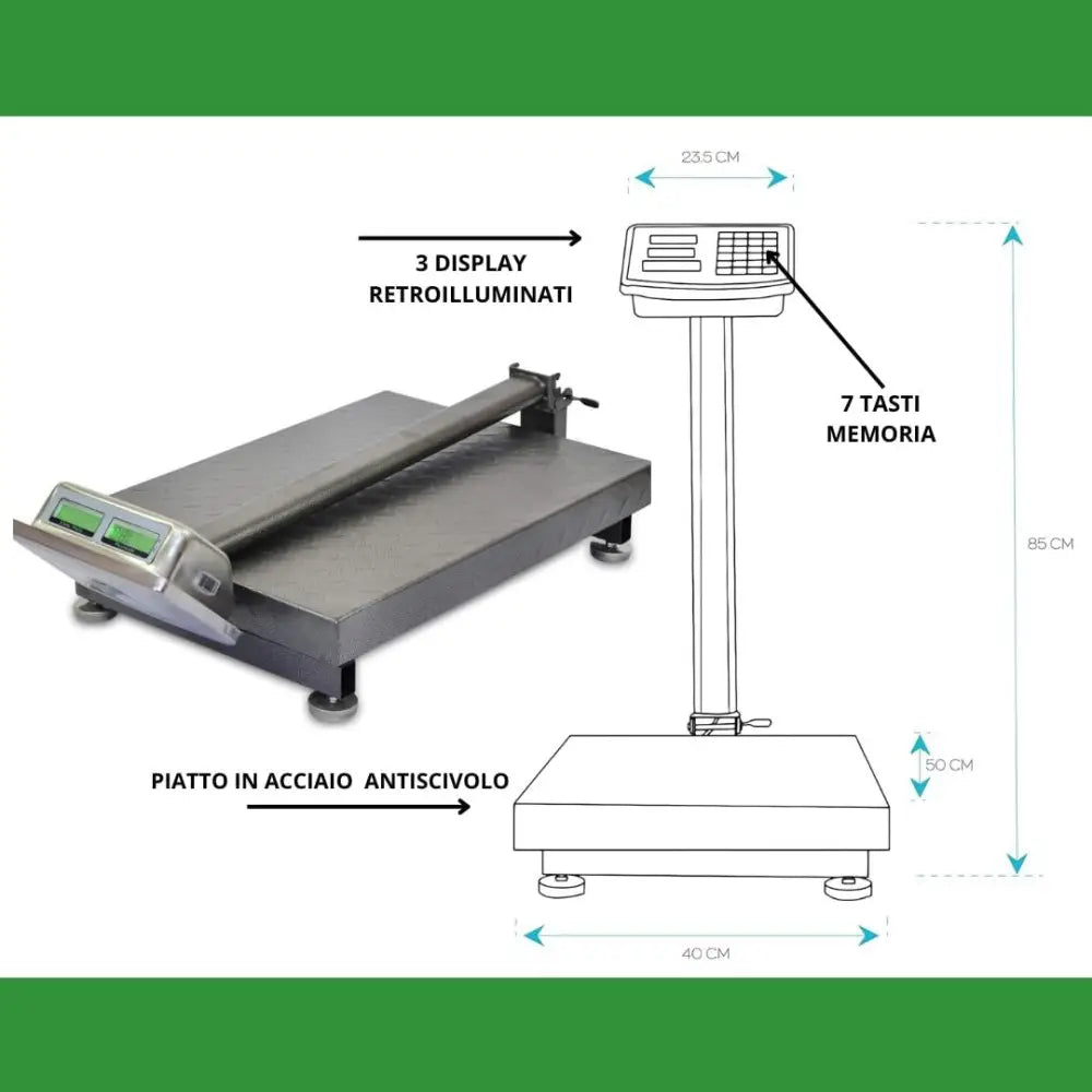 Bilancia Digitale Elettronica Professionale da 300 Kg con Display, Bilancia Industriale Ricaricabile per Utilizzo in Negozi, Abitazioni, Aziende.