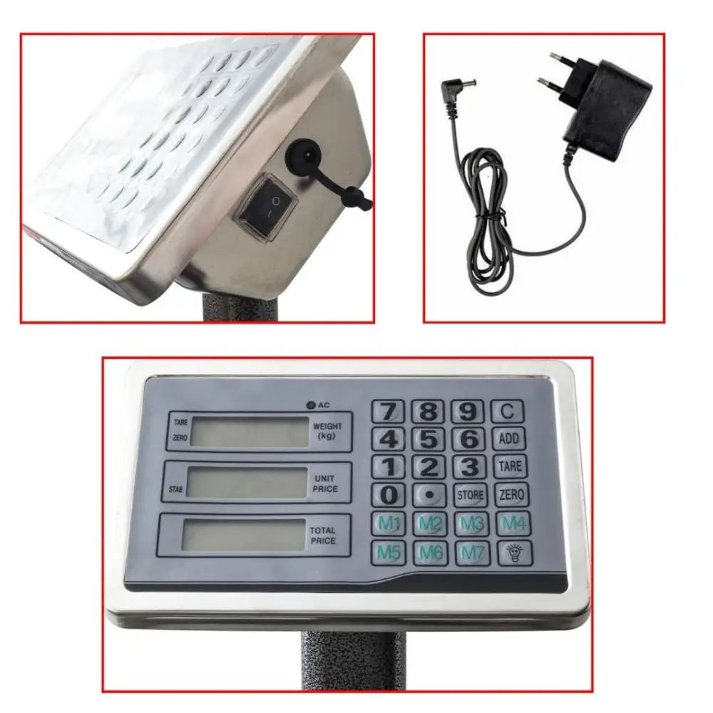 Bilancia Digitale Elettronica Professionale da 300 Kg con Display, Bilancia Industriale Ricaricabile per Utilizzo in Negozi, Abitazioni, Aziende.