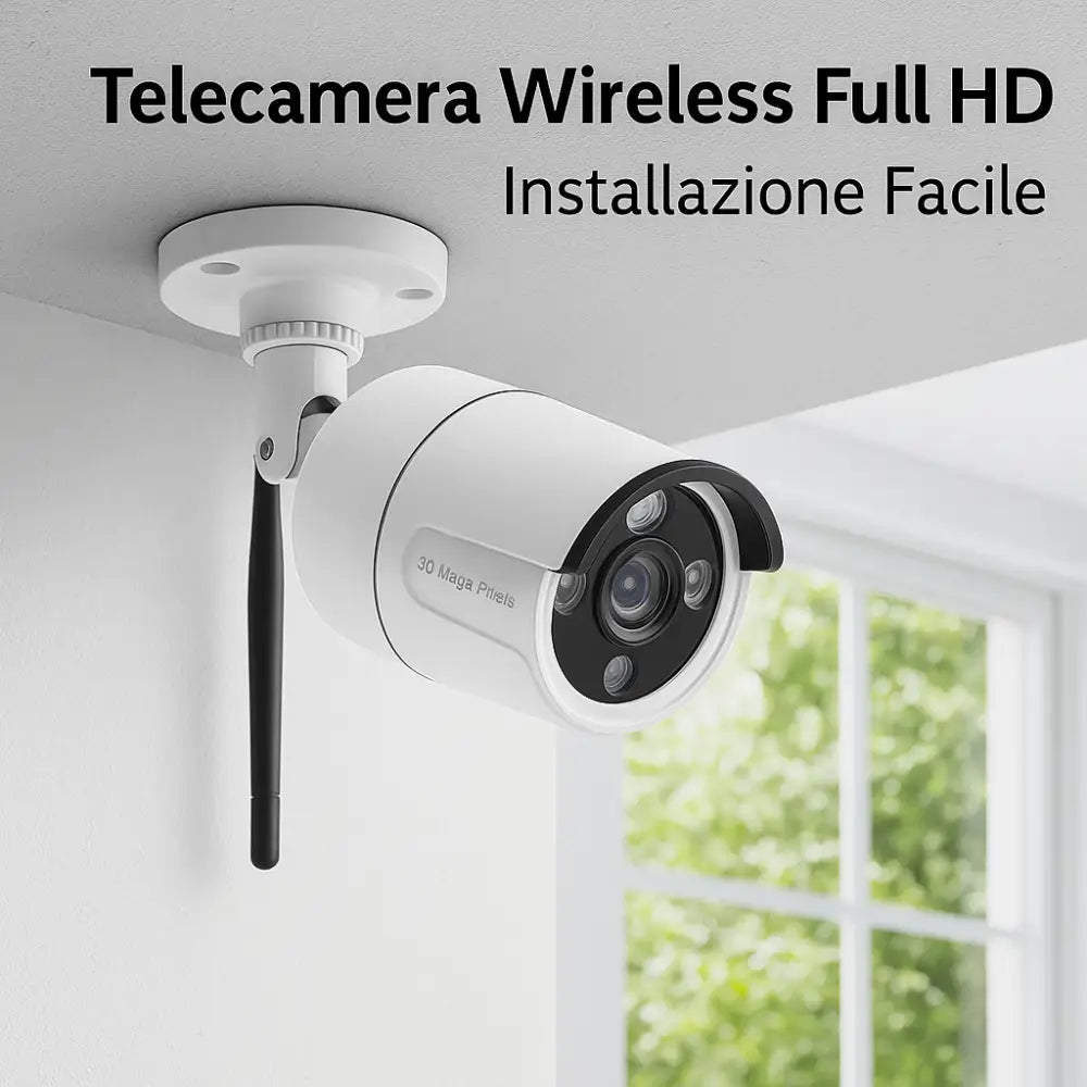 Kit Videosorveglianza Wireless, HD 4 Telecamere WiFi, Sistema IP Remoto con NVR, Supporto 5G e Connessione LAN, Sistema di Sorveglianza con Rivelazione Movimento.