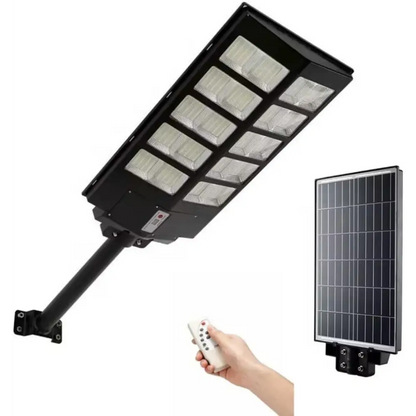 Lampione LED Esterno Solare 1200W, Sensore di Movimento, 18000mAh, IP65, con Telecomando e Staffa
