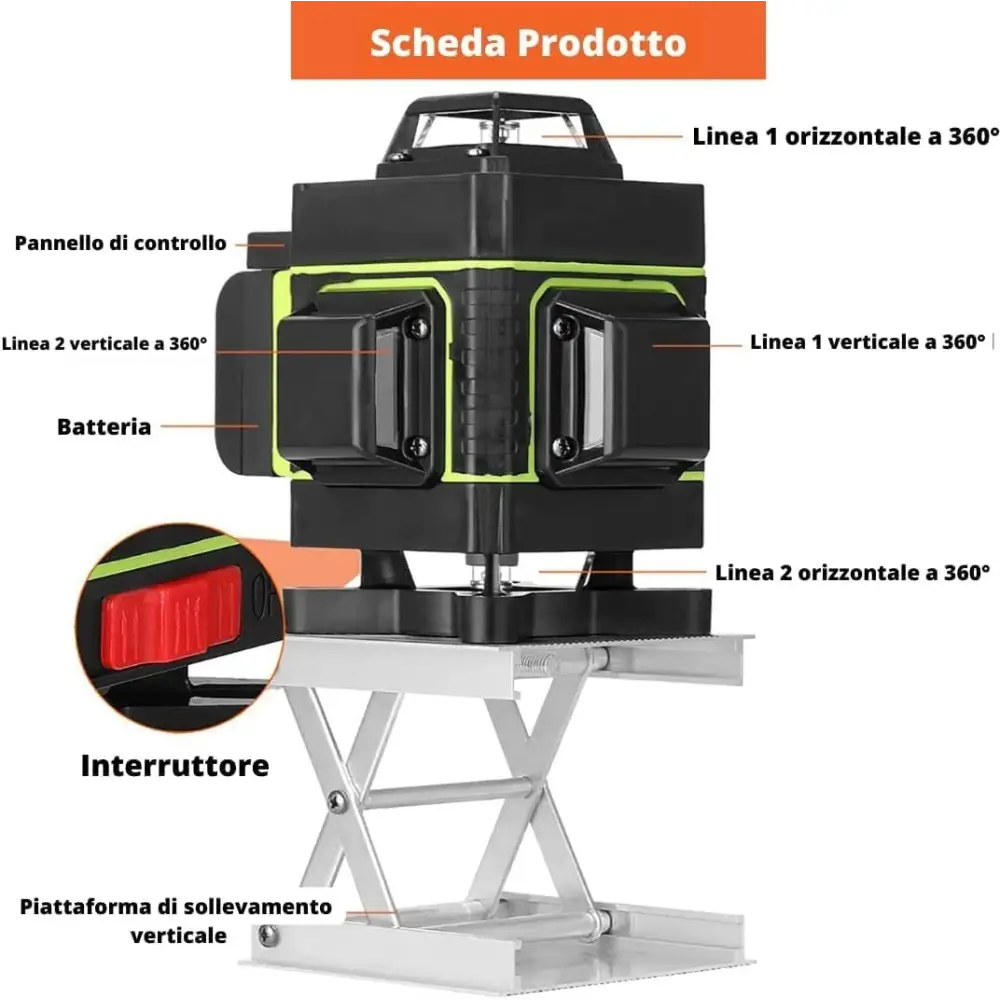Livella laser Autolivellante 360° 4D, Laser 16