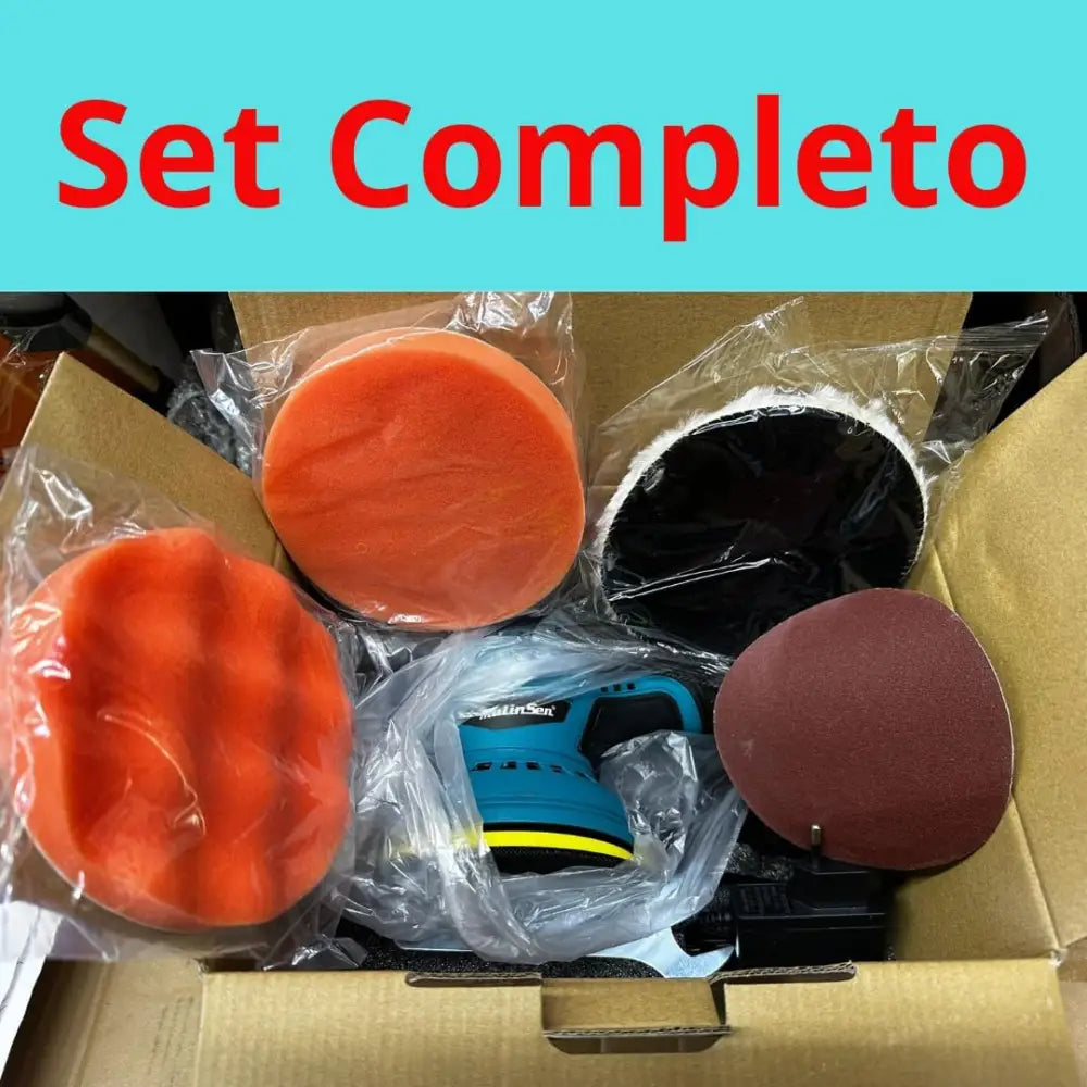 Lucidatrice Auto Orbitale, Kit Professionale con 2 Batterie, Spugna da 125 mm, 8 Velocità Regolabili