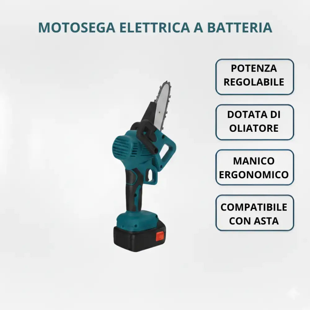 Mini Motosega a Batteria con Oliatore Automatico doppia Catena.
