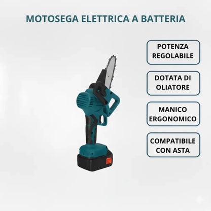 Mini Motosega a Batteria con Oliatore Automatico doppia Catena.