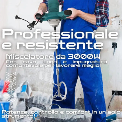 Miscelatore Professionale 2600W a 6 Velocità – Per Malta, Cemento e Colla