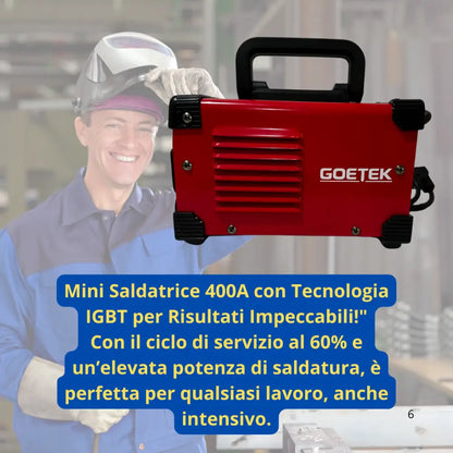 Set Saldatrice Inverter 400A MMA IGBT, + Mini Avvitatore + Mini Smerigliatrice, con 2 Batterie 48V e Caricatore, Kit Professionale Compatto e Potente con Display LED, 3 Dischi