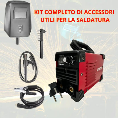 Set Saldatrice Inverter 400A MMA IGBT, + Mini Avvitatore + Mini Smerigliatrice, con 2 Batterie 48V e Caricatore, Kit Professionale Compatto e Potente con Display LED, 3 Dischi