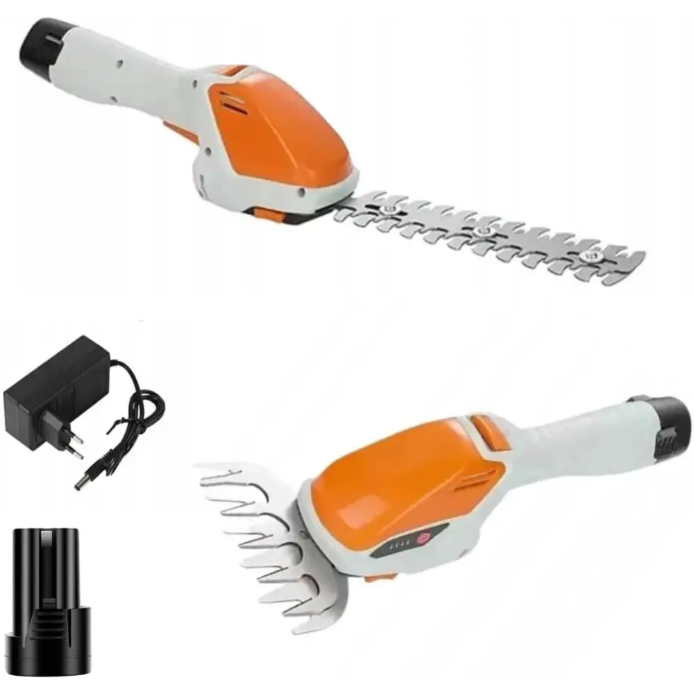 Tagliasiepi a Batteria Tosaerba a Batteria 12V, Strumento 2 in 1 con Autonomia di 60 Minuti, Lame Intercambiabili 14 cm per Siepi
