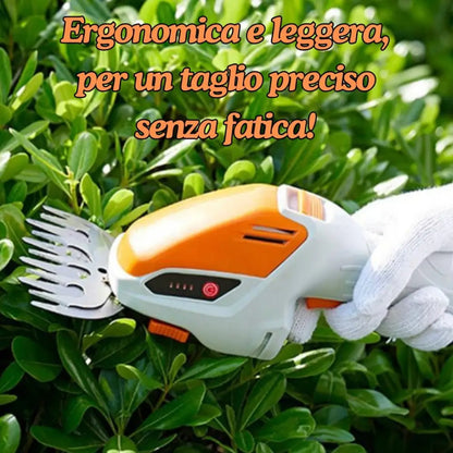 Tagliasiepi a Batteria Tosaerba a Batteria 12V, Strumento 2 in 1 con Autonomia di 60 Minuti, Lame Intercambiabili 14 cm per Siepi