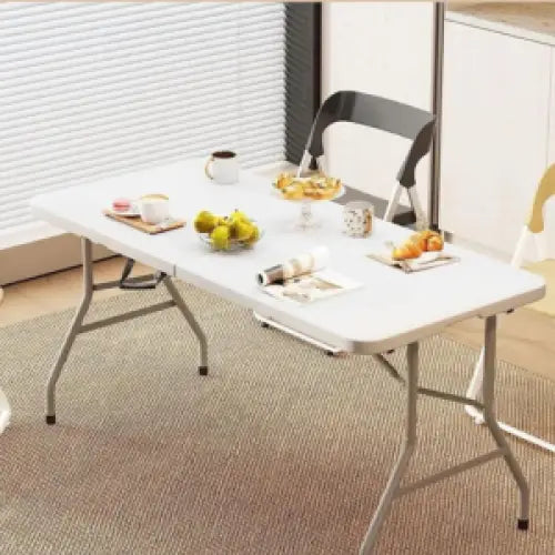 Tavolo Pieghevole Rettangolare, 180x75x74 cm in HDPE, Tavolo Valigetta Salvaspazio da Giardino, Campeggio, Picnic, Fiera e Mercato, Richiudibile in Dura Resina