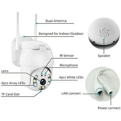 Telecamera Wi-Fi Esterna, Videocamera Di Sorveglianza 1080IP Ptz 360°