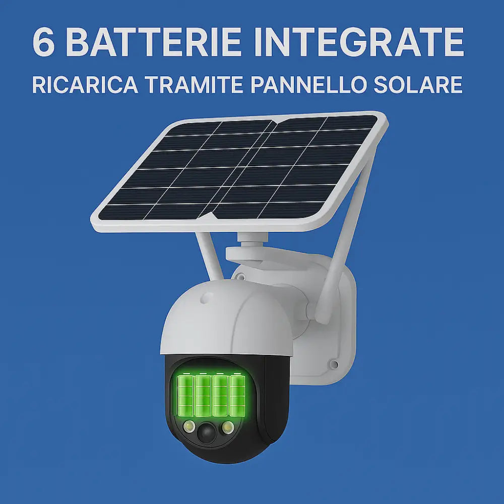 Telecamera Wifi Esterno Senza Fili con Pannello Solare, Videosorveglianza con Visione Notturna a Colori, Telecamera 2K Ptz 355°/90° con Audio Bidirezionale e Allarme